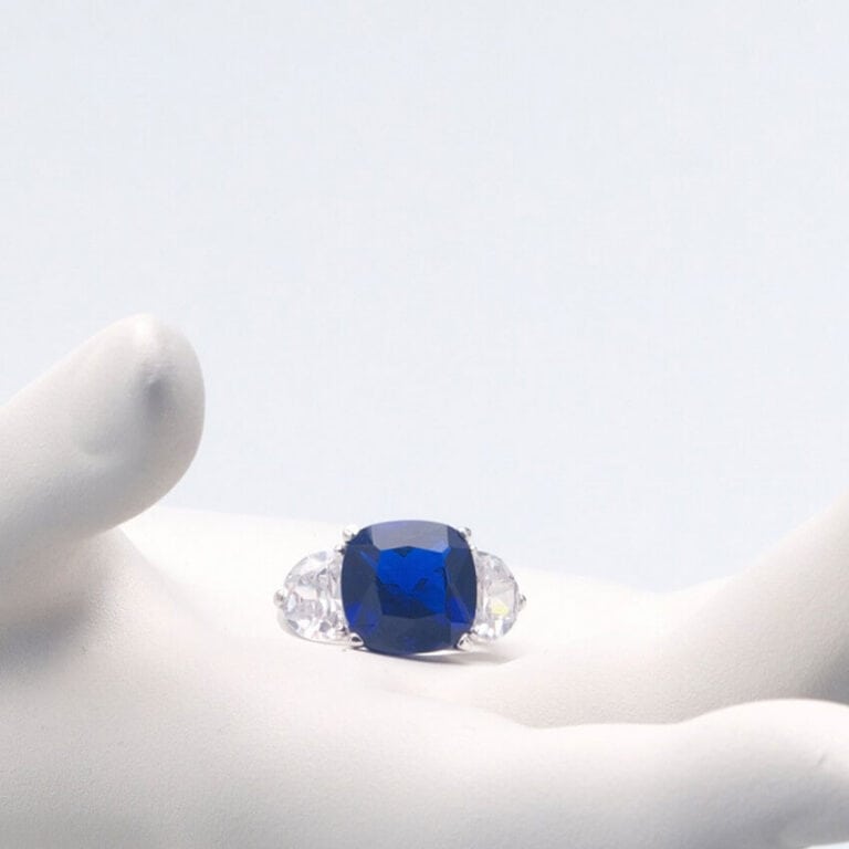 Anello argento zirconi blu zaffiro