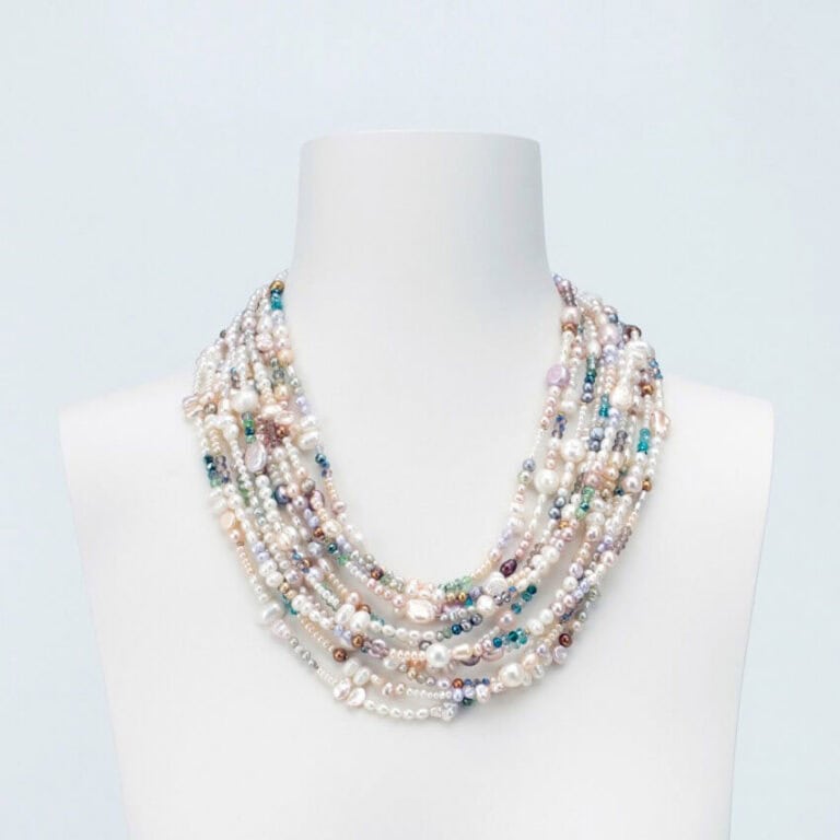Collana girocollo perle multicolor