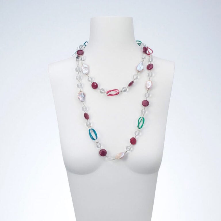 Collana lunga multicolor materiali diversi