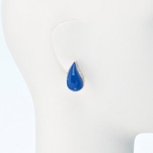 Orecchino clip lobo zirconi resina blu