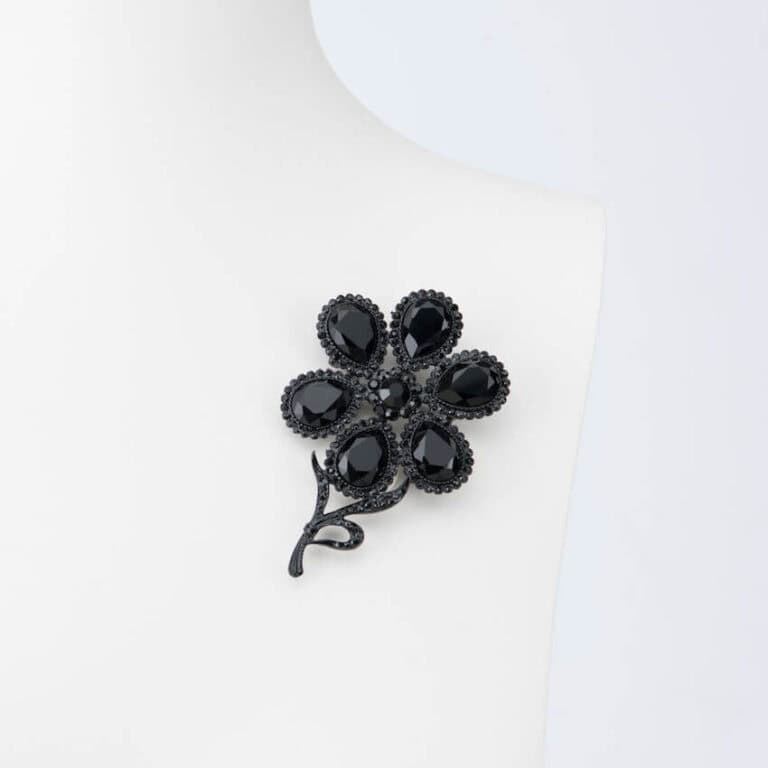spilla fiore cristallo nero