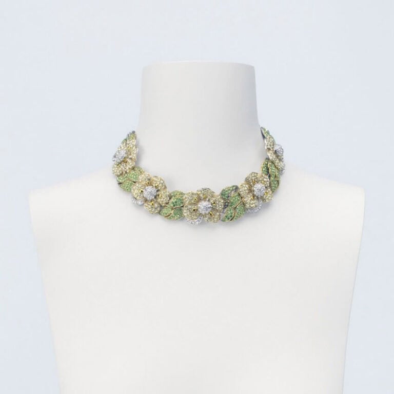 choker fiori strass giallo verde