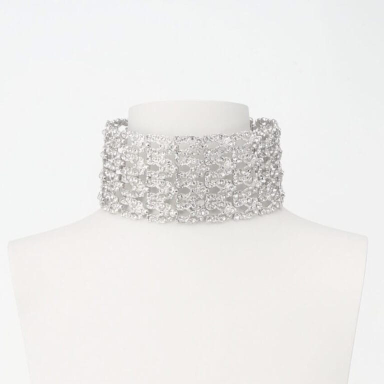 collana chocker cristallo argento