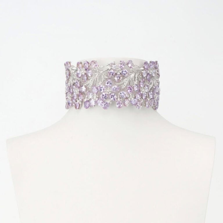 collana chocker zirconi lilla
