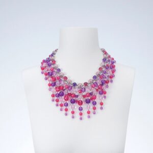 collana girocollo cascata cristalli fucsia
