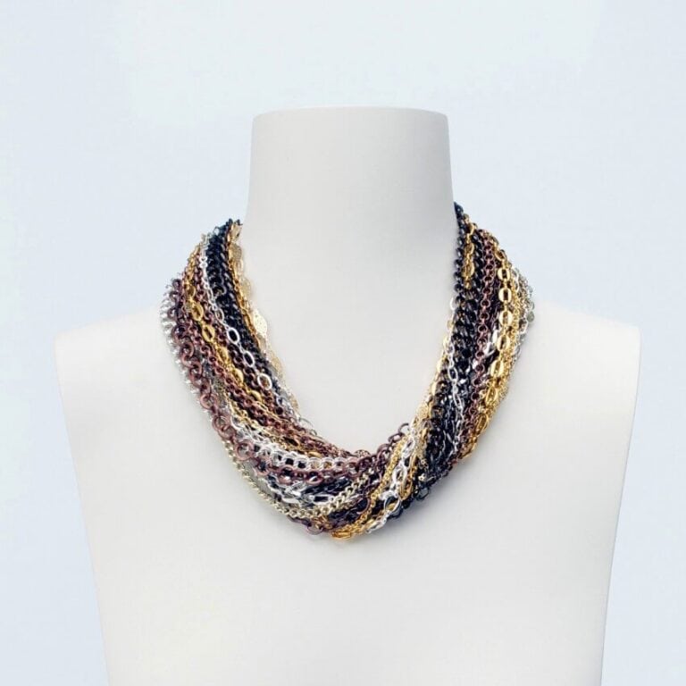 collana girocollo multifilo argento oro rame