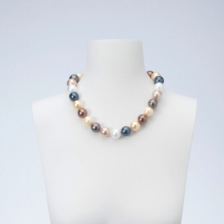 collana-girocollo-perle grigie bianche beige mordorè
