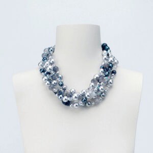 collana girocollo perle grigie cristallo