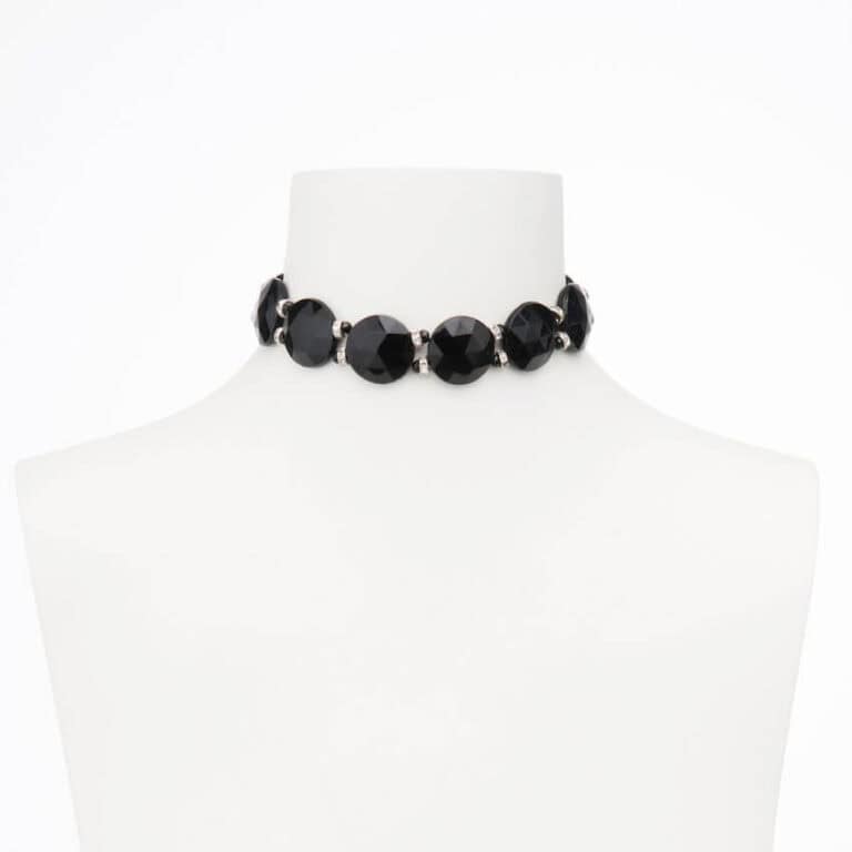 collarino chocker nero argento