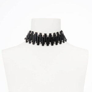 collarino chocker nero strass