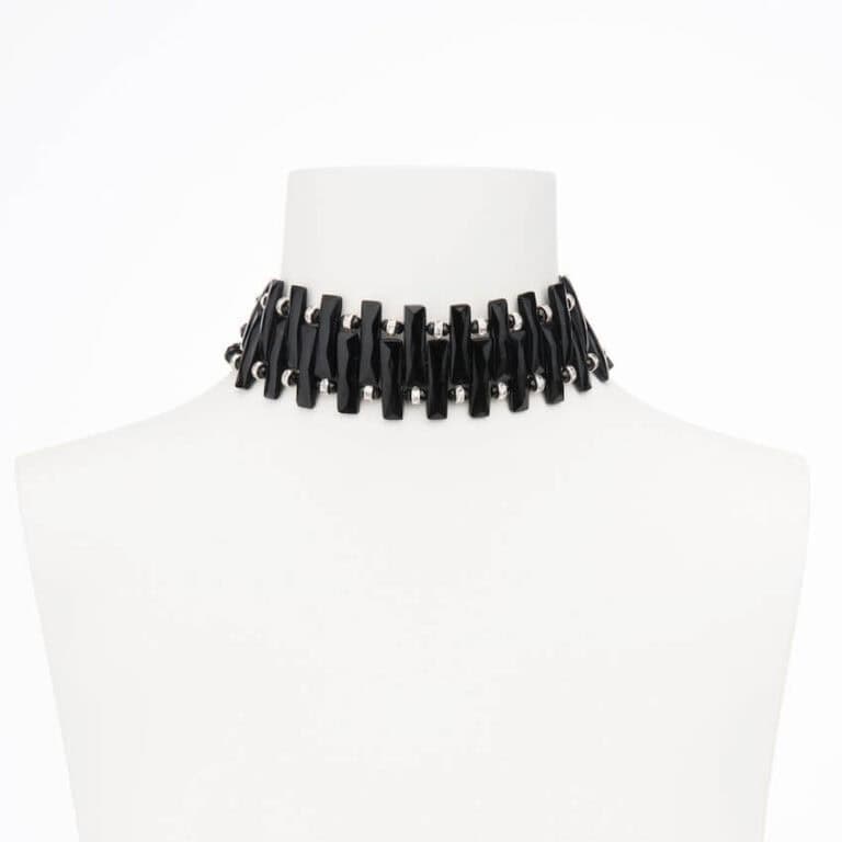 collarino chocker nero strass