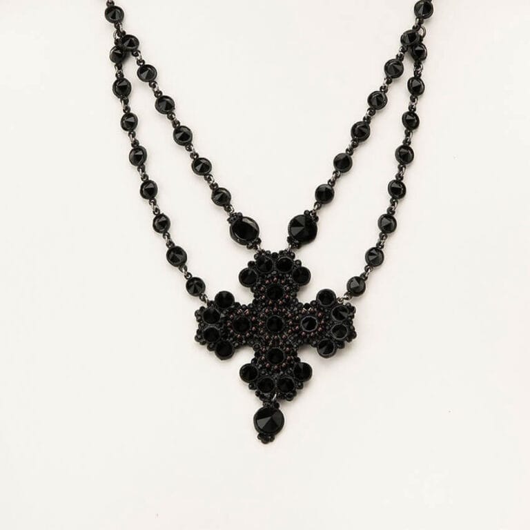 Collana girocollo con ciondolo croce nero - immagine 3