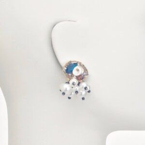 orecchino clip bianco blu