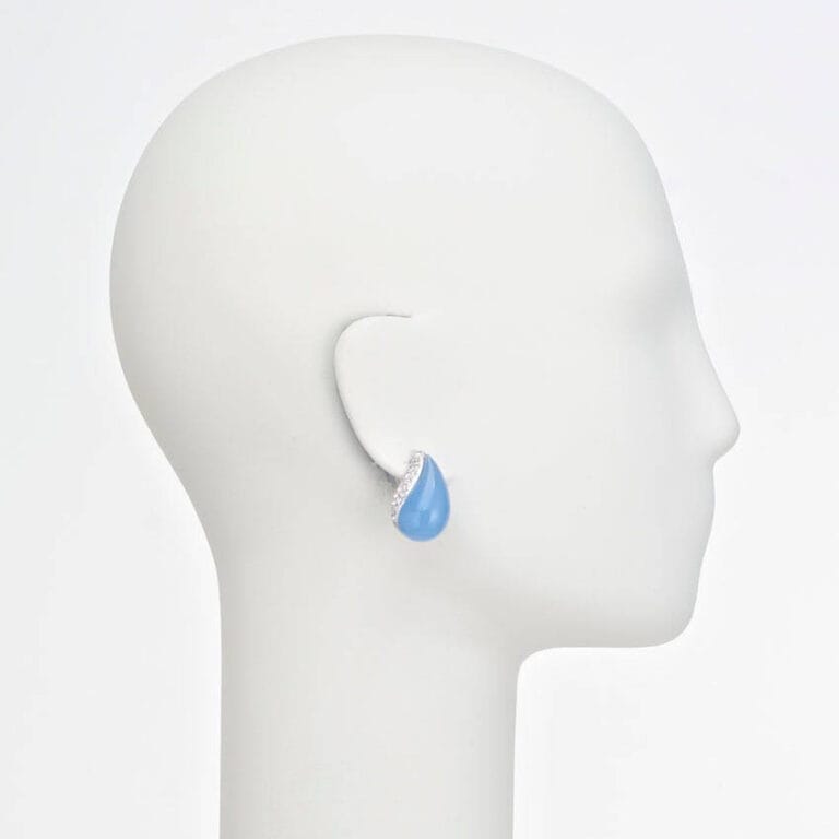 orecchino clip goccia azzurro calcedonio