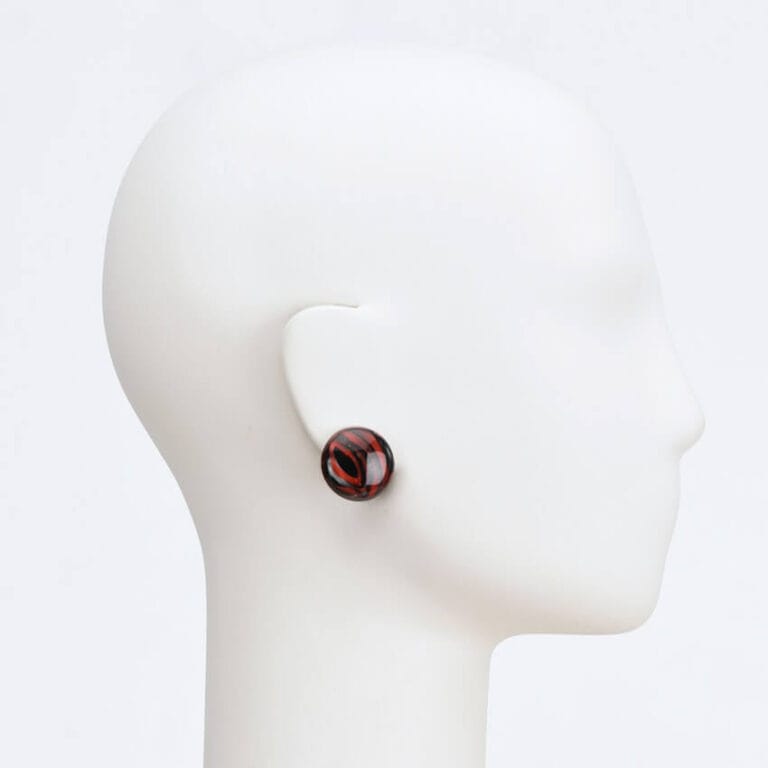 orecchino clip lobo rosso nero