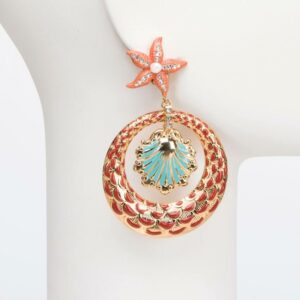 orecchino clip mare rosso turchese