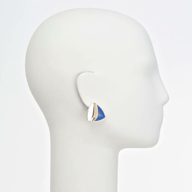 orecchino clip oro blu