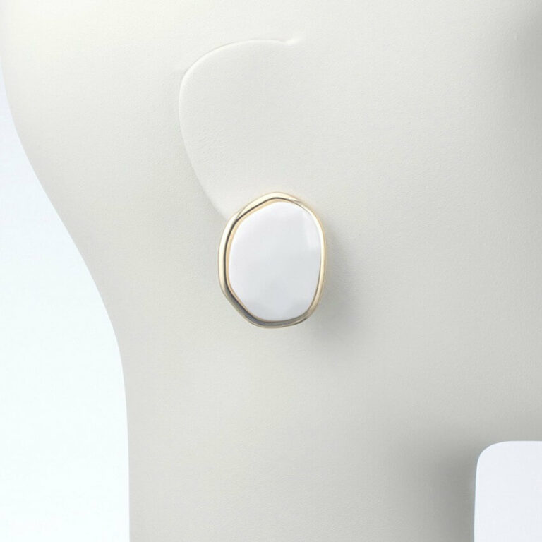 orecchino clip oro resina rosa bianco