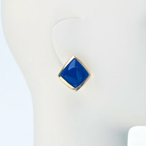 orecchino clip oro resina blu