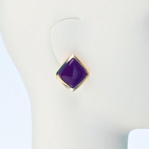 orecchino clip oro resina viola