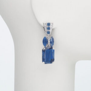 orecchino clip pendente argento blu zaffiro