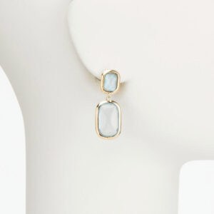 orecchino clip pendente oro azzurro