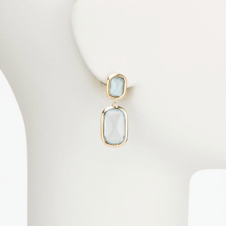 orecchino clip pendente oro azzurro