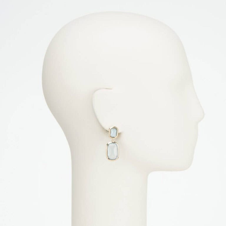 orecchino clip pendente oro azzurro