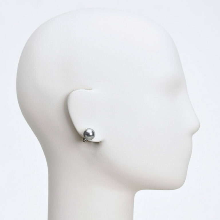 orecchino clip perla grigia