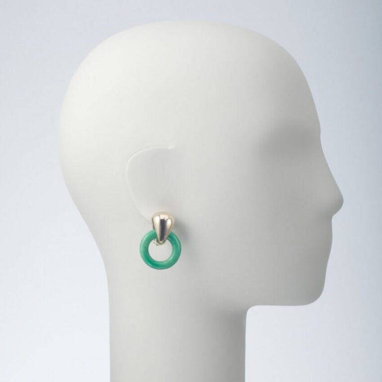 orecchino pendente clip oro resina verde