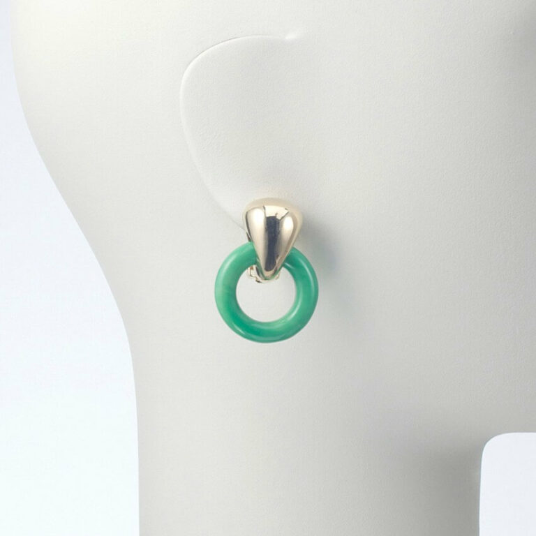 orecchino pendente clip oro resina verde