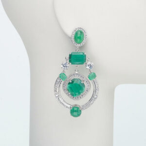 orecchino pendente clip zirconi verde smeraldo princess