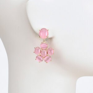 orecchino perno cabochon rosa