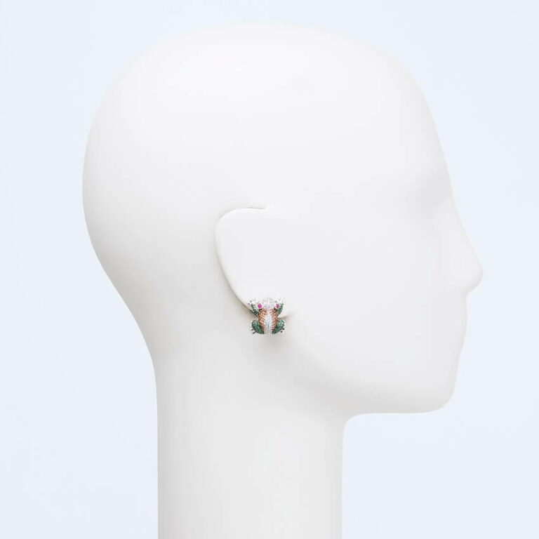 orecchino perno lobo rana strass multicolor