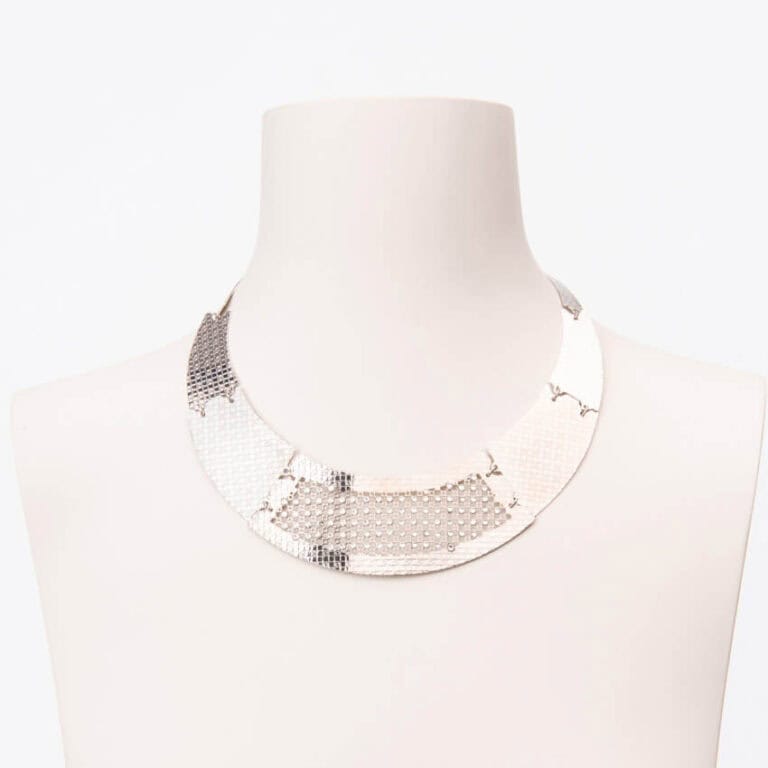 Collana girocollo semirigida colore argento e crystal