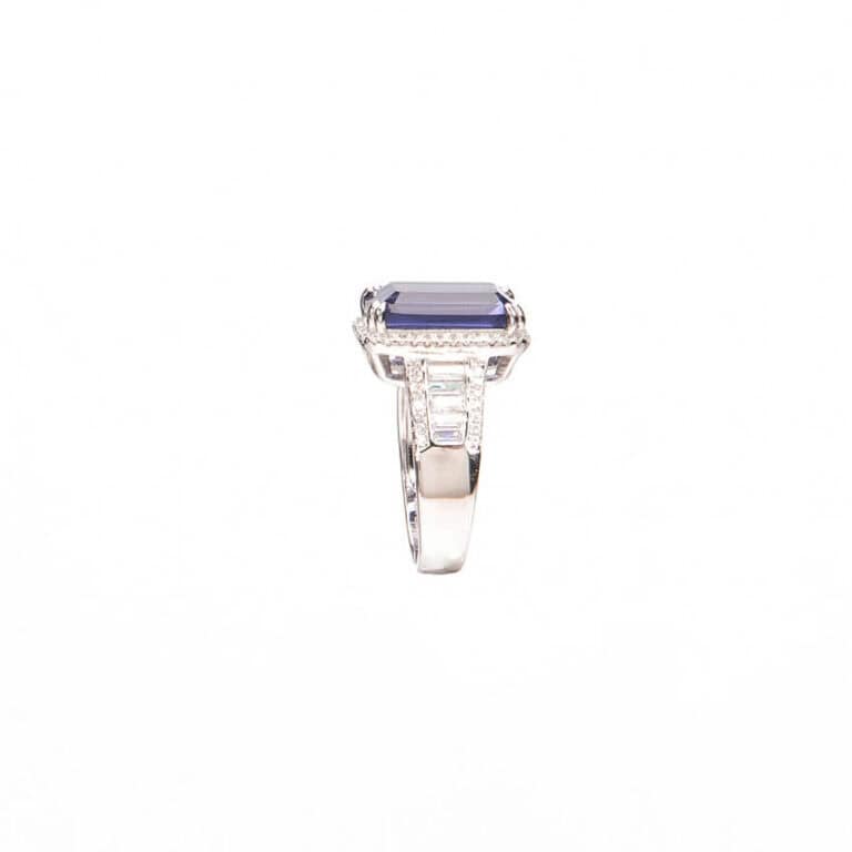 Anello pietra zaffiro tanzanite zirconi baguette 2