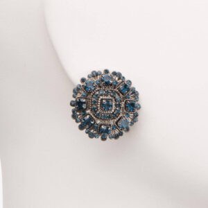 Orecchino clip cristalli blu 2