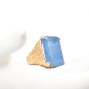 Anello argento placcato oro quarzo rettangolare blu 5