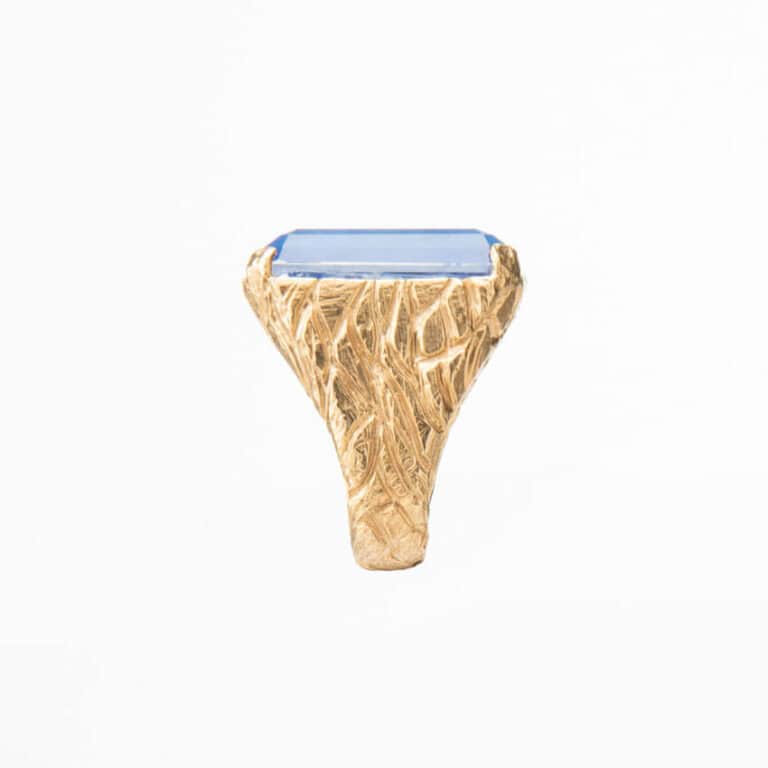 Anello argento placcato oro quarzo rettangolare blu 3