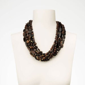 Collana girocollo multifili legno ematite oro