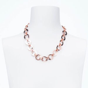 Collana girocollo catena anelli alternati argento placcato oro rosa