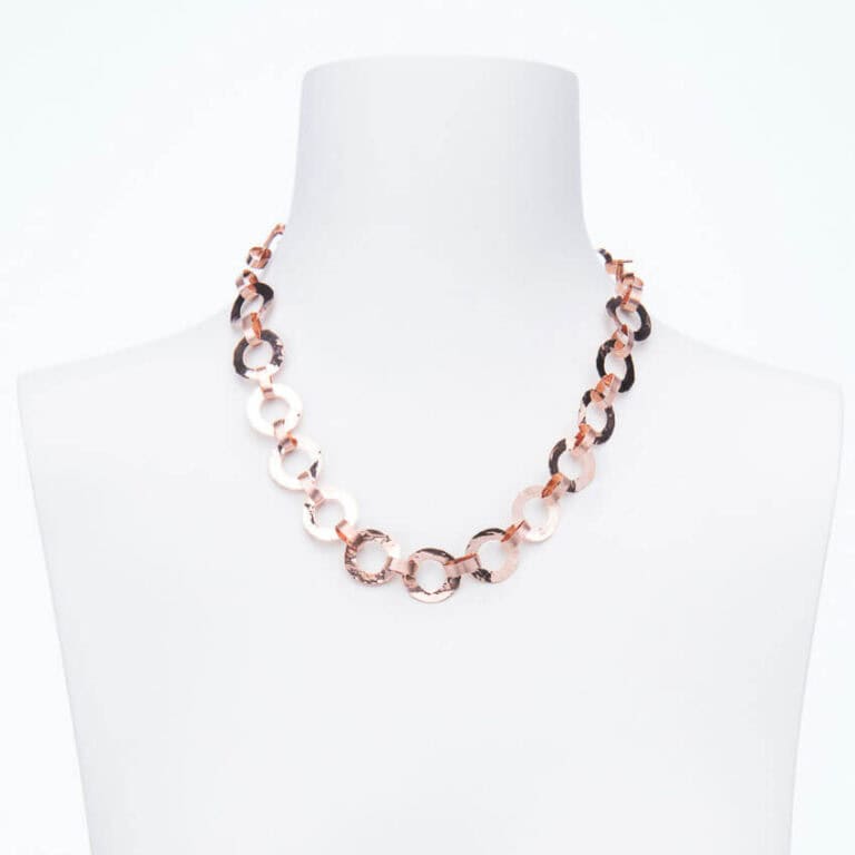 Collana girocollo catena anelli alternati argento placcato oro rosa