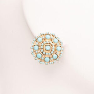 Orecchini clip oro turchese 1