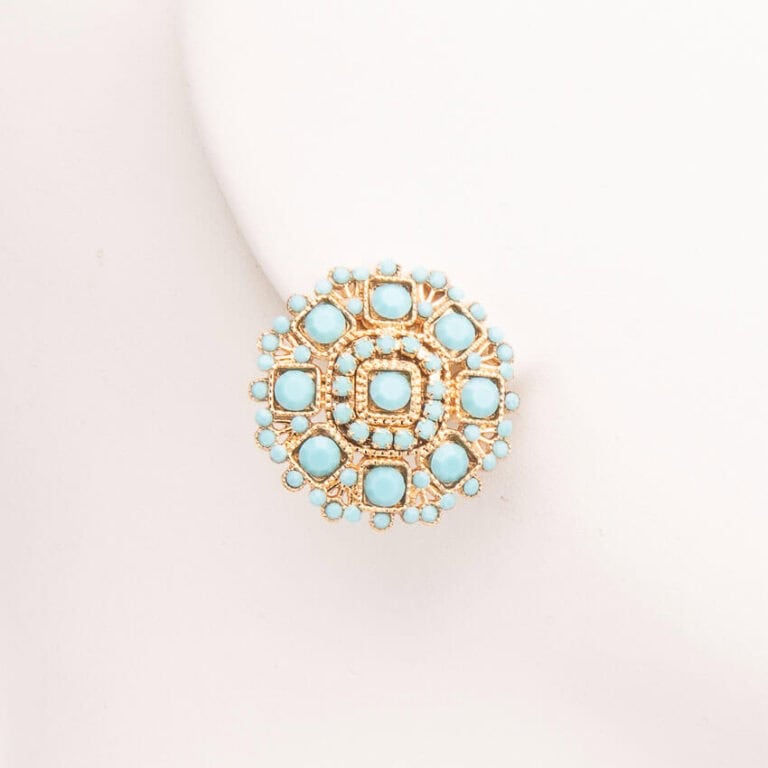 Orecchini clip oro turchese 1