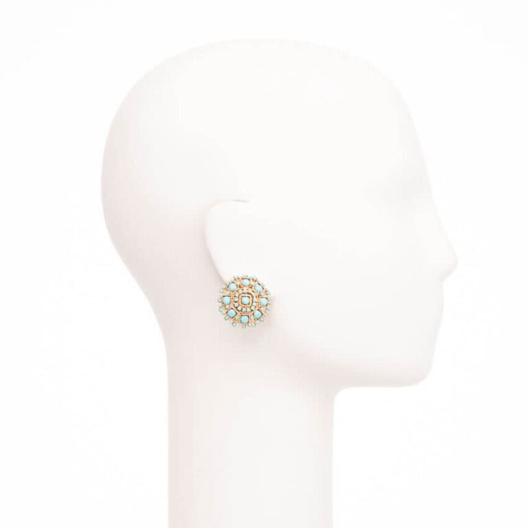 Orecchini clip oro turchese 2