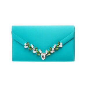 Pochette elegante decorazione cristalli verde smeraldo