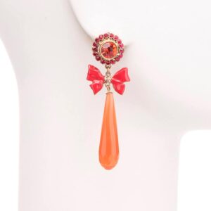 Orecchini perno fiocco goccia arancione 1