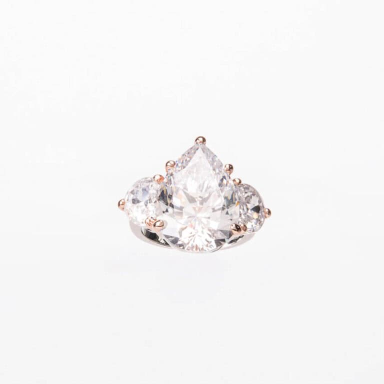 Anello solitario pietra goccia mezza luna oro rosa 3