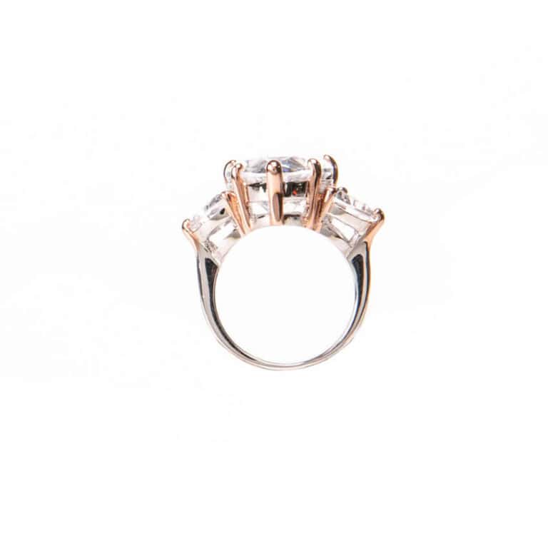 Anello solitario pietra goccia mezza luna oro rosa 5