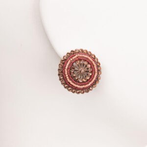 Orecchini clip bottone microcristalli bordeaux 1